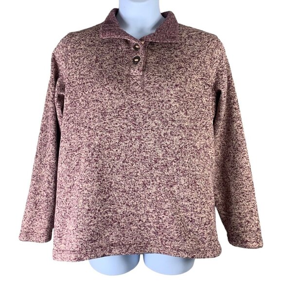 Natural Reflections Sz Large Sweatshirt 1/4 Button Up Pullover Heathered Purple - Picture 1 of 4